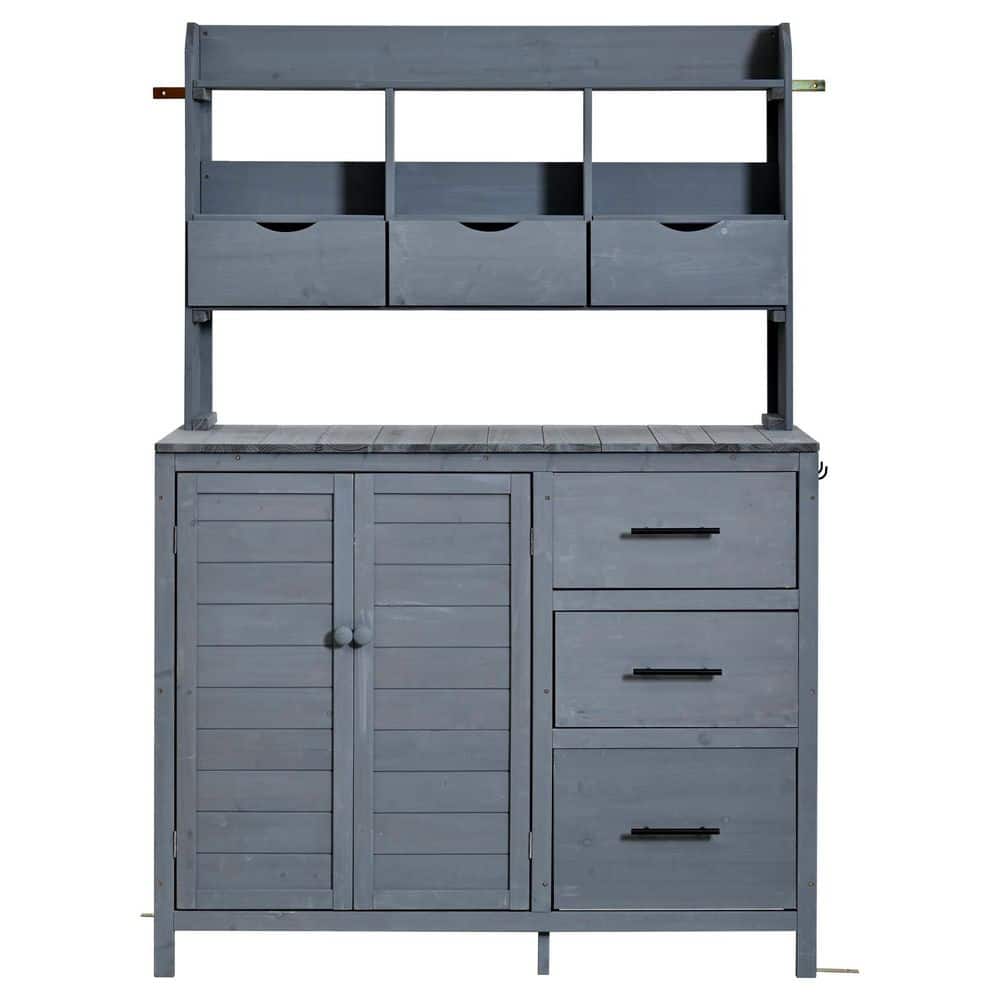 44.60 in. W x 19.50 in. D x 65.00 in. H Gray Garden Potting Bench Table with Drawers and Side Hook price history on PriceWatchPro