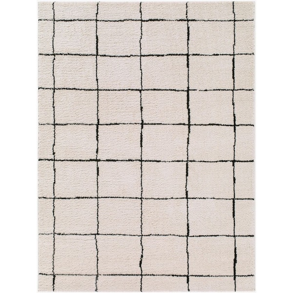 ELLE Decor Rivoli 7 ft. x 10 ft. Cream/Black Geometric Machine Washable Area Rug