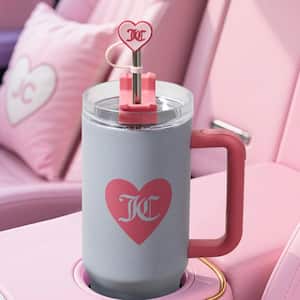 Jetsetter 40 oz. Glitter Silver Stainless Steel Tumbler with Handle and Straw With Topper