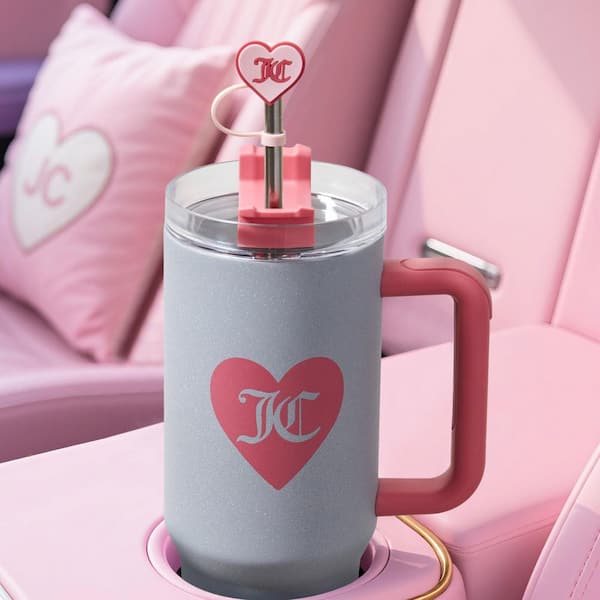 Jetsetter 40 oz. Glitter Silver Stainless Steel Tumbler with Handle and Straw With Topper