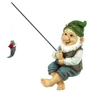 9.5 in. H Ziggy the Fishing Gnome Garden Sitter Statue
