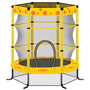 Ami 4.5 ft Yellow Toddlers Trampoline with Safety Enclosure Net, Indoor & Outdoor Mini Trampoline for Kids