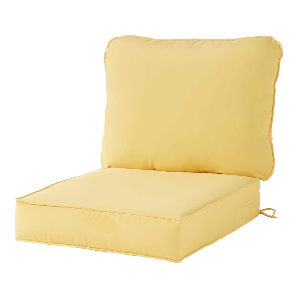 Greendale Home Fashions 24 in. x 24 in. 2-Piece Deep Seating Outdoor Lounge Chair Cushion Set in Sunbeam