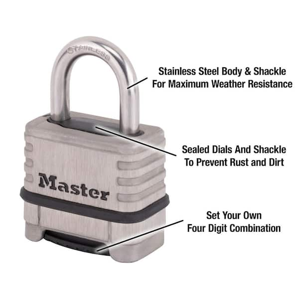 Master Lock Outdoor Combination Lock, 1-1/2 in. Shackle, Resettable  875DLFHC - The Home Depot