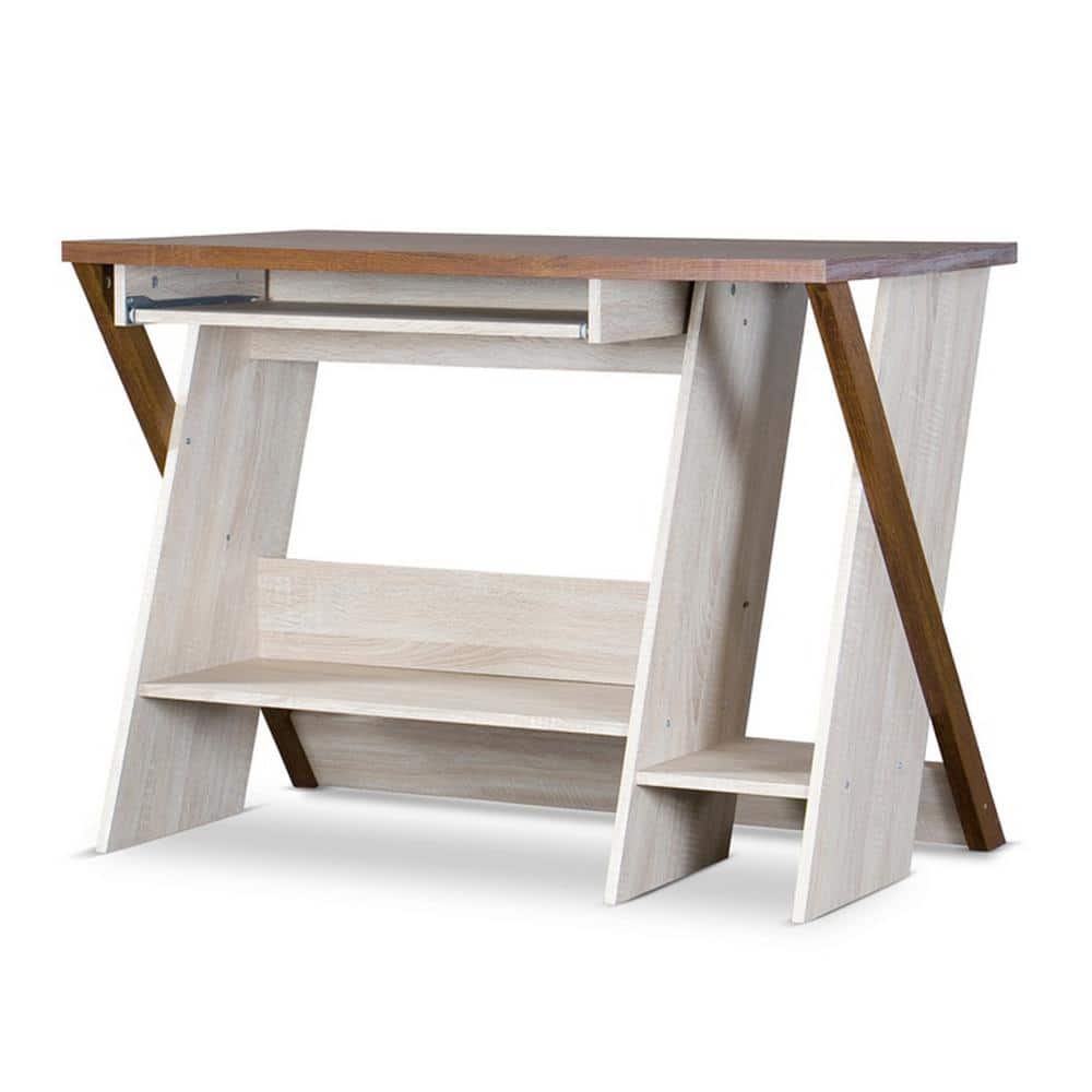 Sonoma Oak Angular Rhomboid Writing Desk with Storage