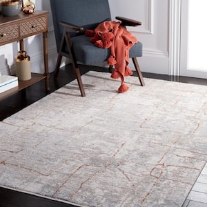 Marmara Beige/Blue Rust 8 ft. x 10 ft. Abstract Distressed Area Rug