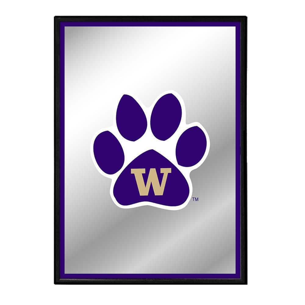 19 in. X 28 in. Washington Huskies Paw Framed Mirrored Decorative Sign -  The Fan-Brand, NCWASH-275-01A