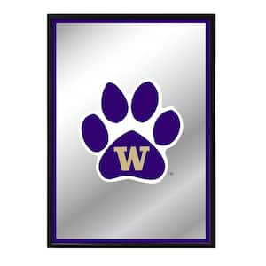 19 in. X 28 in. Washington Huskies Paw Framed Mirrored Decorative Sign