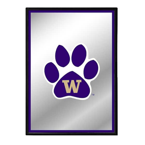 The Fan-Brand 19 in. X 28 in. Washington Huskies Paw Framed Mirrored Decorative Sign