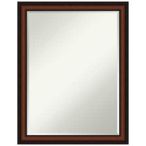 Cyprus Walnut Narrow 21 in. x 27 in. Petite Bevel Classic Rectangle Wood Framed Wall Mirror in Cherry