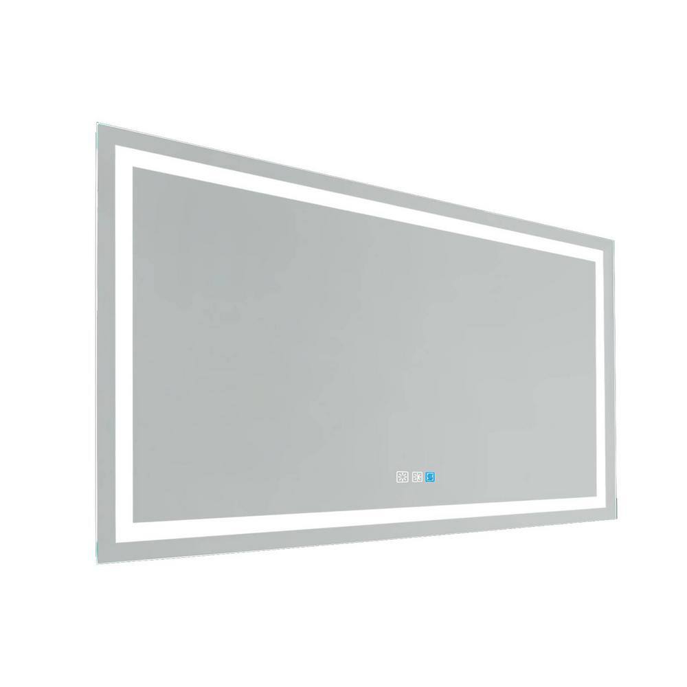 72 in. W x 38 in. H Rectangular Frameless Anti-Fog LED Wall Mount Decorativ