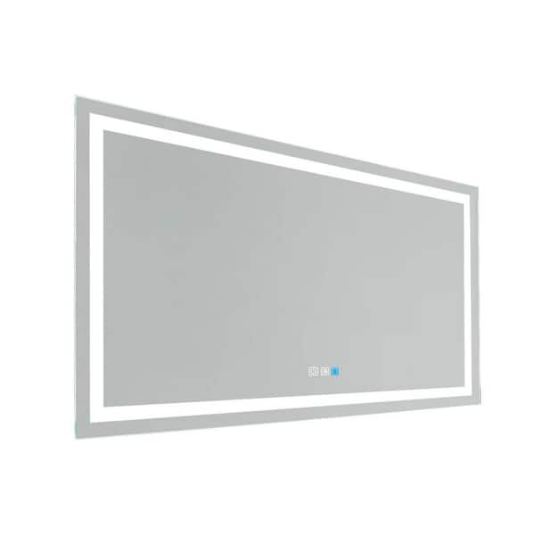 Unbranded 72 in. W x 38 in. H Rectangular Frameless Anti-Fog LED Wall Mount Decorative Bathroom Vanity Mirror