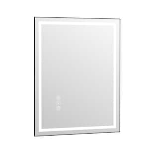 40 in. W. x 32 in. H Large Rectangular Framed Anti-Fog LED Light Wall Mounted Bathroom Vanity Mirror in Matte Black