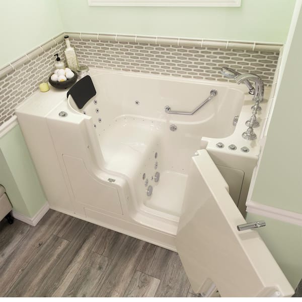 Gelcoat Premium 52 in. Right Hand Walk-in Whirlpool and Air Bathtub in Linen