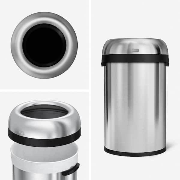 simplehuman 115L Round Open Top Commercial Trash Can, Brushed
