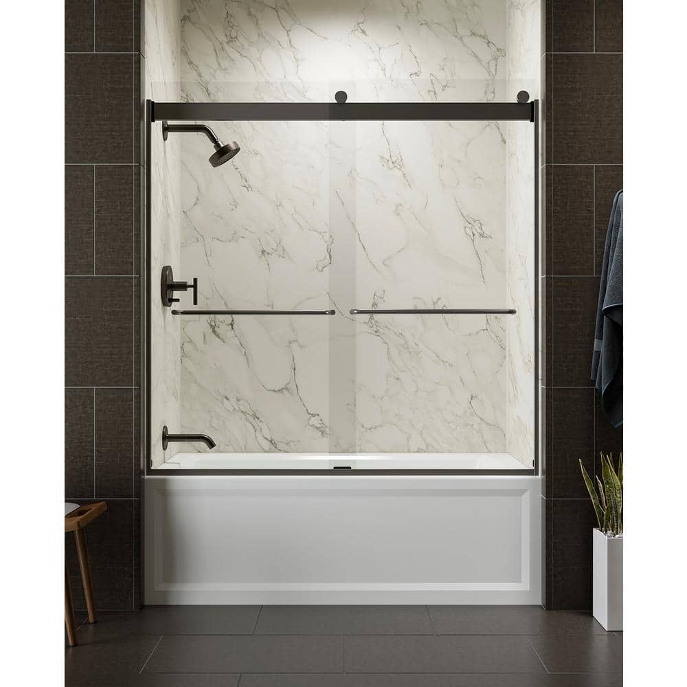 KOHLER Levity 54-57 in. W x 60 in. H Frameless Sliding Tub Door in ...