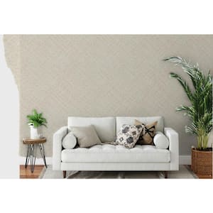 Woven Rattan Light Beige Matte Finish Vinyl on Non-Woven Non-Pasted Wallpaper Sample