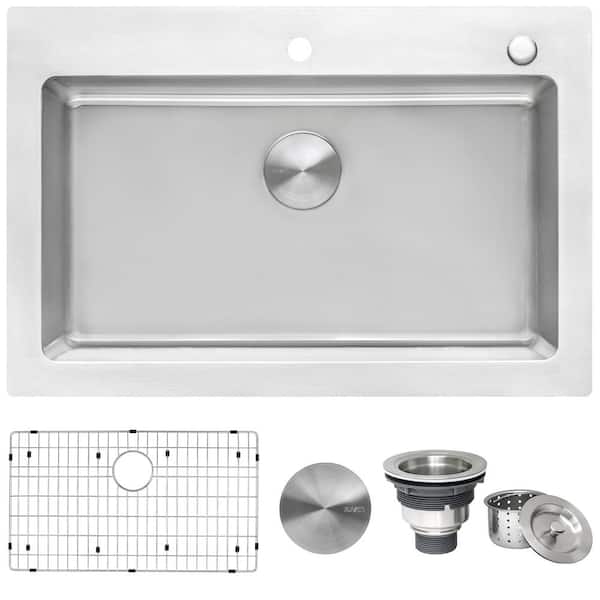 Ruvati 16-Gauge Stainless Steel 33 in. Single Bowl Drop-in Workstation Kitchen Sink