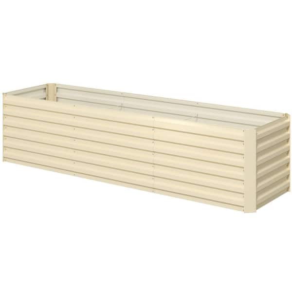 96 in. x 24 in. x 24 in. Cream White Steel Galvanized Raised Garden Bed Kit