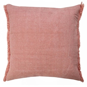 Neera Dusty Rose Light Pink Solid Fringe Soft Polyfill 20 in. x 20 in. Indoor  Throw Pillow