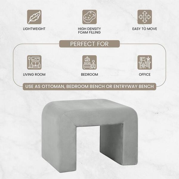 Leisuremod Vint Modern Bench Upholstered in Velvet Boucle