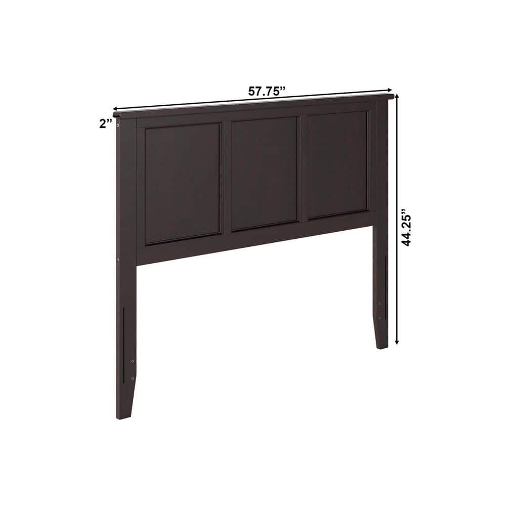 Madison Full Espresso Wood Panel Headboard with USB Charger