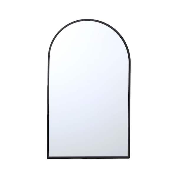 Unbranded 18 in. x 30 in. Modern Home, Matte Black Arched Metal Mirror