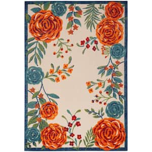 Aloha Ivory Multicolor 5 ft. x 8 ft. Floral Contemporary Indoor/Outdoor Area Rug