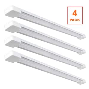3 ft. 30-Watt 4000K Bright White 1-Light 3000 Lumens White Integrated LED Hanging Shop Light with Power Cord (4-Pack)