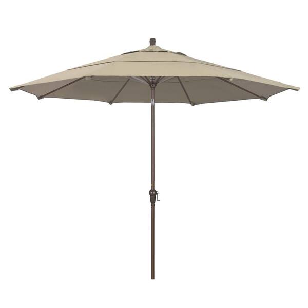 California Umbrella 11 ft. Champagne Aluminum Market Auto Tilt Patio Umbrella in Beige Pacifica