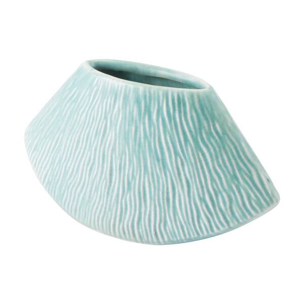 ZUO Lineal 7.5 in. W x 3.7 in. H Matt Green Ceramic Planter