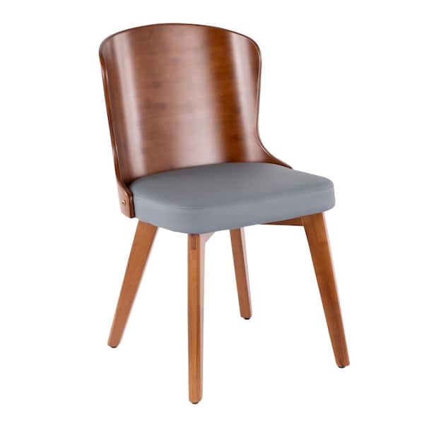 Lumisource Bocello Walnut Wood and Grey Faux Leather Chair