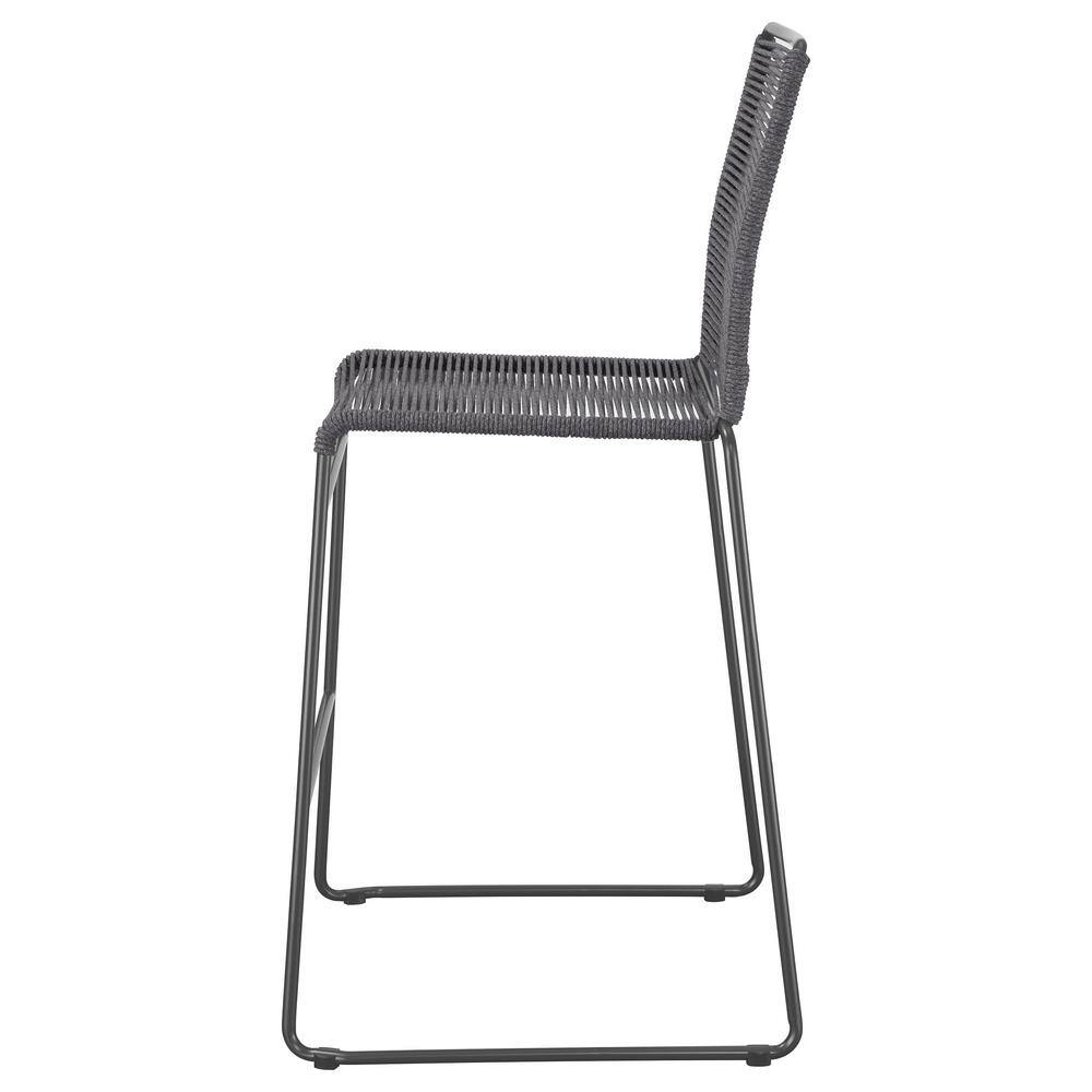 Charcoal and Gunmetal Rope Woven Metal Bar Stools, Set of 2