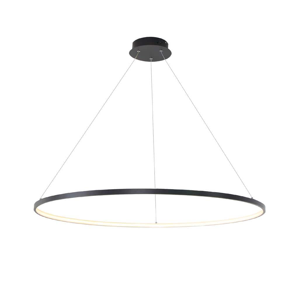 UMEILUCE Circle 1-Light Dimmable Integrated LED Black Chandelier