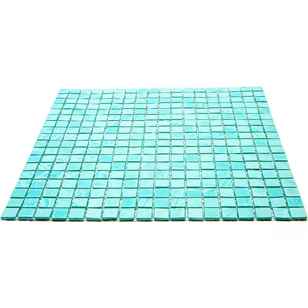 Mint Green Glass Mosaic Wall and Floor Tile, 11.6" x 11.6"