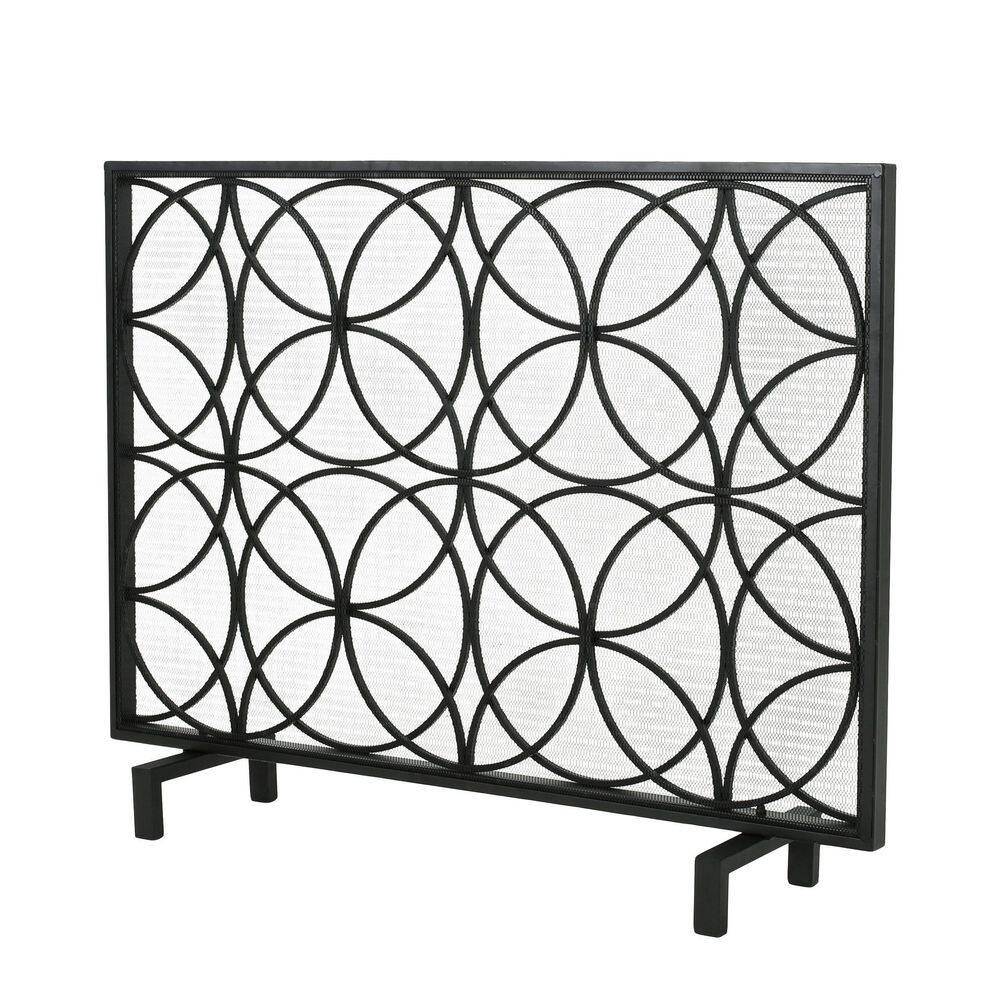 Avex Black Iron 1-Panel 41.1 in. Fireplace Screen with Overlapping Circle Pattern price history on PriceWatchPro