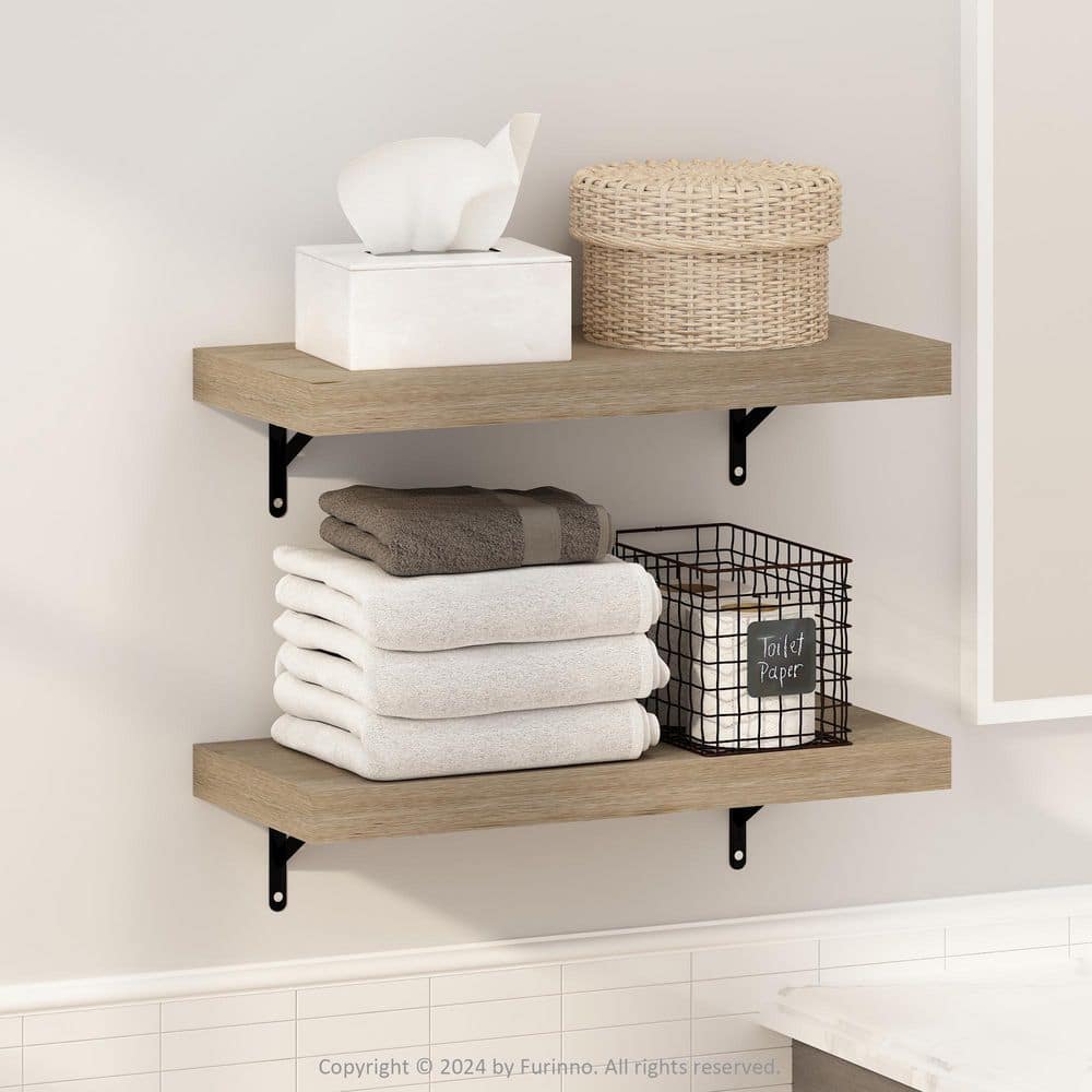 Tanna 1.65 in. Tall Natural Wood Wall Mounted Bookcase (Set of 2) price history on PriceWatchPro