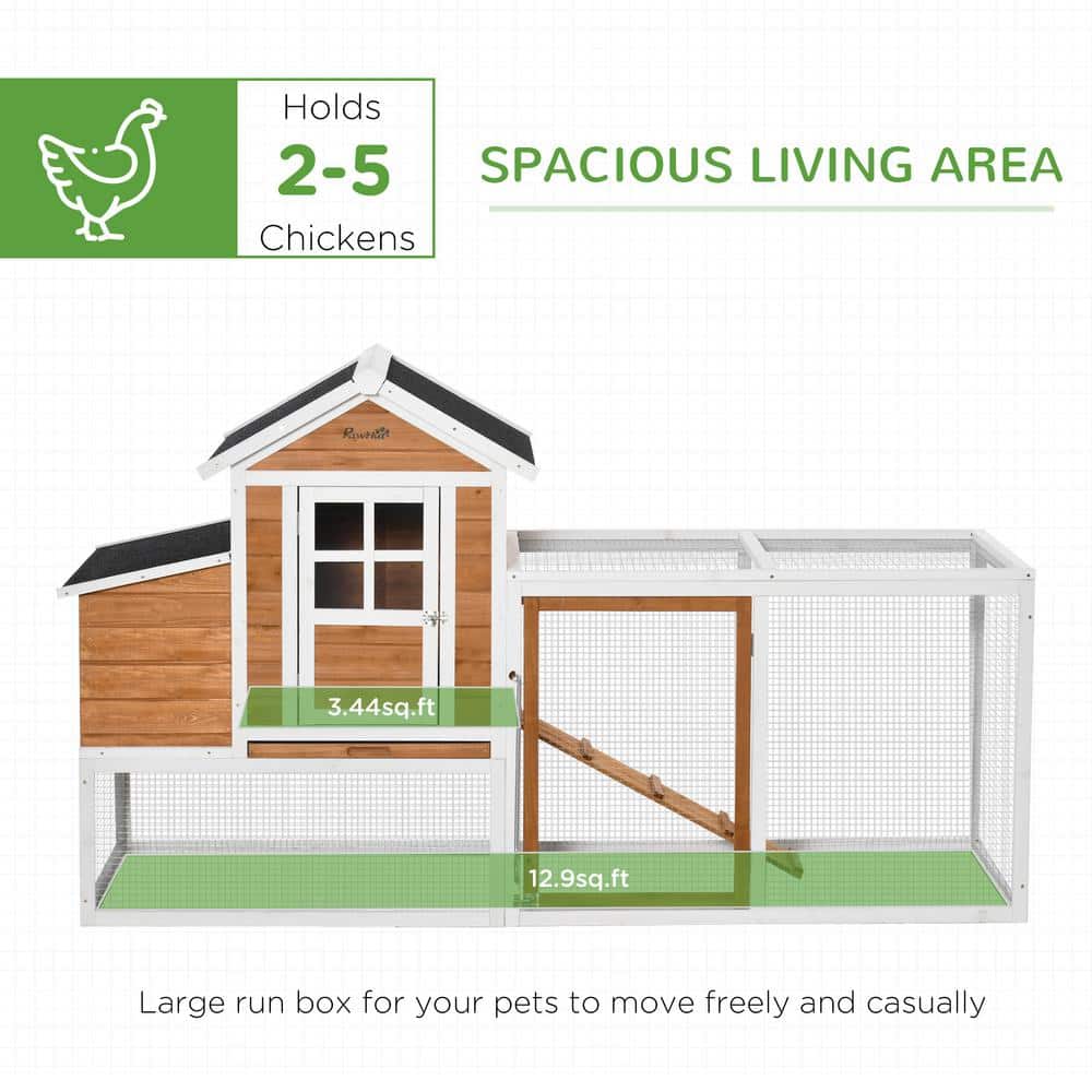 Large White and Natural Fir Wood Chicken Coop with Run