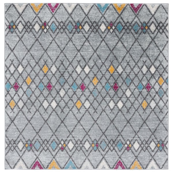 SAFAVIEH Amsterdam Gray/Light Gray 7 ft. x 7 ft. Geometric;Trellis Square Area Rug