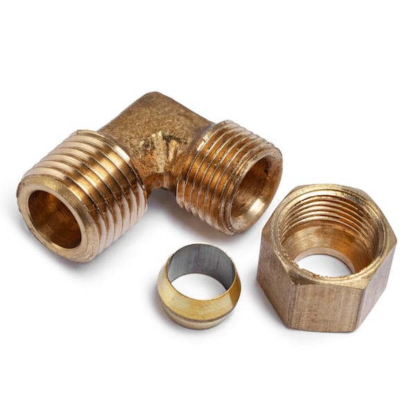 LTWFITTING 5/16 in. O.D. x 1/4 in. MIP Brass Compression 90-Degree Elbow  Fitting (5-Pack) HF695405 - The Home Depot
