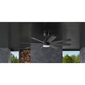Celene II 62 in. Indoor/Outdoor Matte Black DC Motor Ceiling Fan with Adjustable White Integrated LED w/ Remote Included