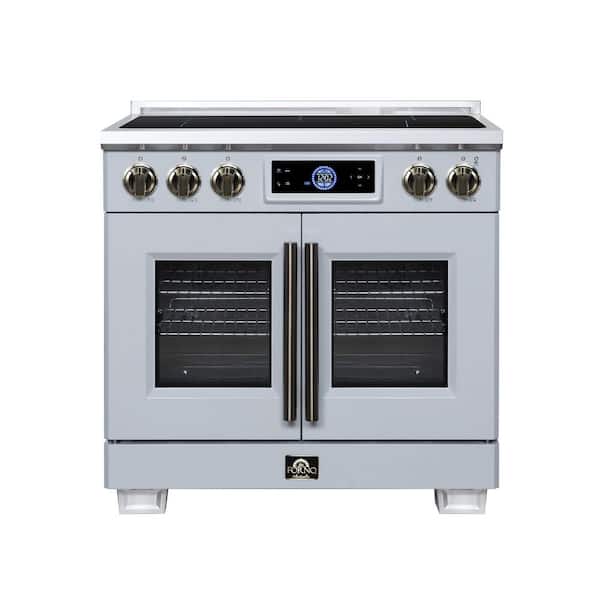 Maximus 36 in. Induction range, French Door, 5 Burner Elements, 5.36 cf. Convection Oven, White