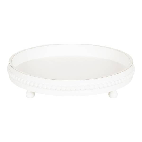 Kate and Laurel Strahm 16.00 in. W Round White Wood Decorative Tray