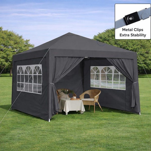 Black Outdoor 10 ft. x 10 ft. Pop Up Canopy Tent Gazebo with