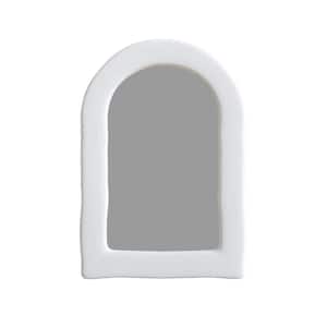 Thea 24 in. W x 35 in. H Framed Arched Vanity Mirror in White