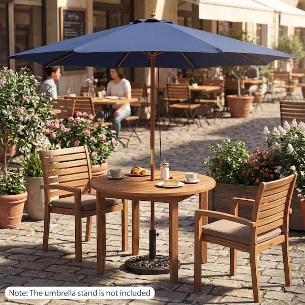 9 ft patio table umbrella SKONYON 9 ft Patio Market Table Umbrella with 8 Bamboo Ribs for Outdoor Use, Navy