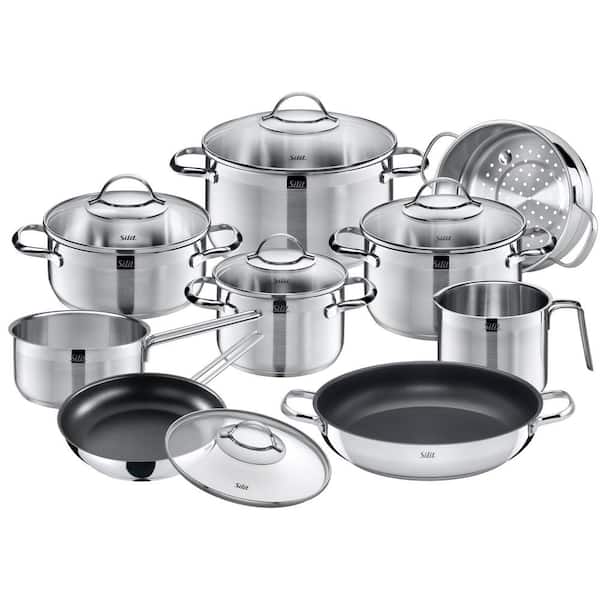WMF Achat 14-Piece Stainless Steel Cookware Set with Lids