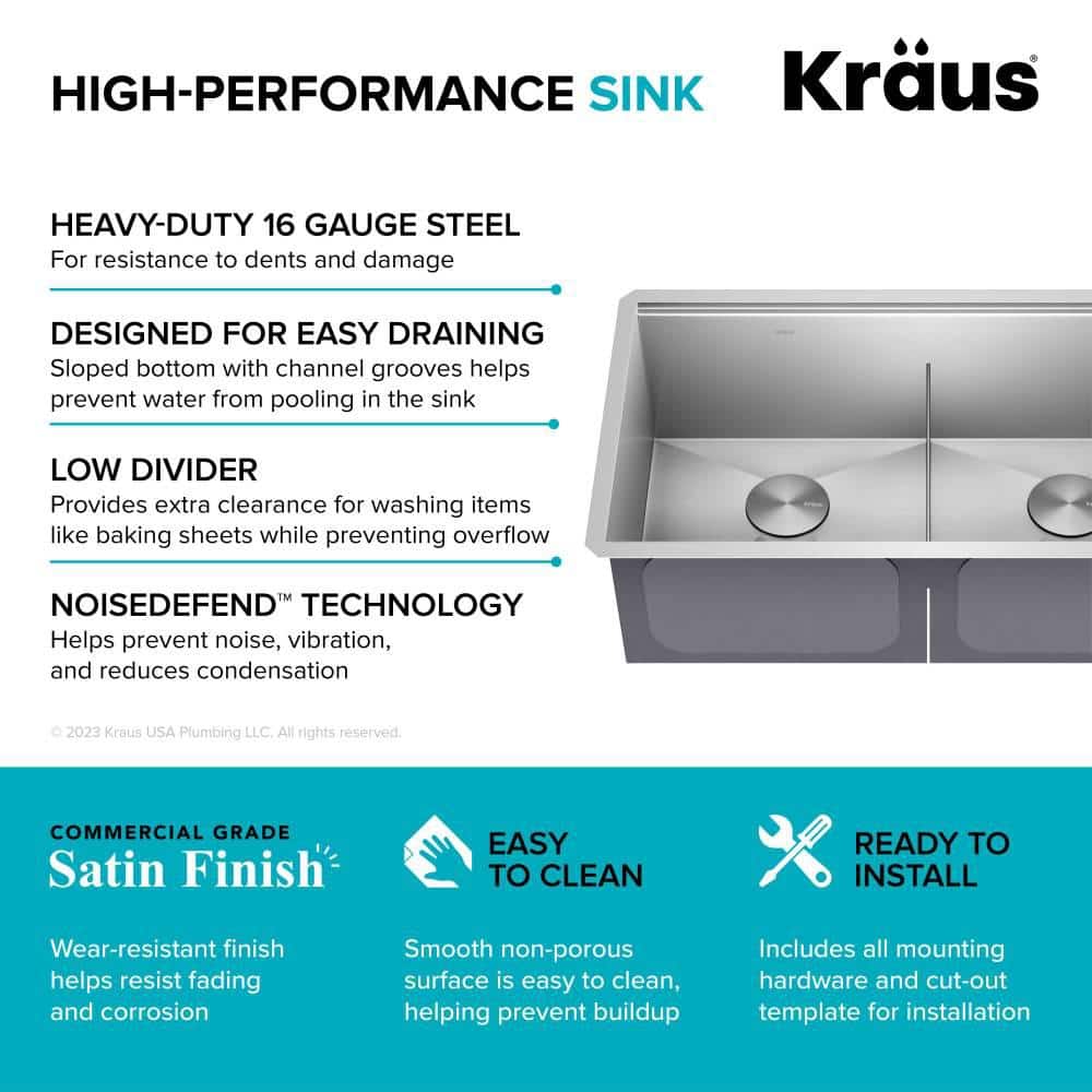 Kore 33-Inch Stainless Steel Undermount Double Bowl Kitchen Sink with Accessories