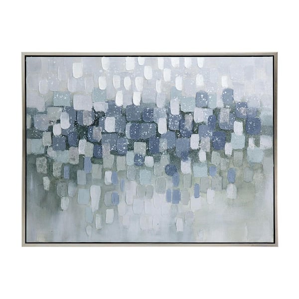 Miscool Avex 1-Piece Framed Art Print 35.4 in. x 47.2 in. Large Landscape Gray and Silver Oil Painting