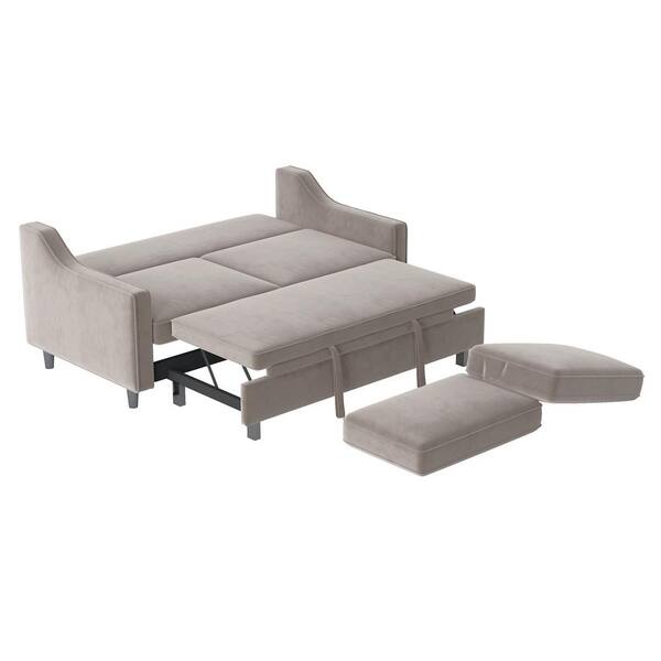 EVERGLADE HOME Metteo 71.5 in. Slope Arm Gray Velvet Upholstered 2-Seater  Convertible Straight Sofa with Pull-Out Bed LX-9428CB-3CL - The Home Depot